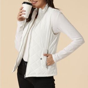 Allegra K • Stand Collar Quilted Lightweight Vest